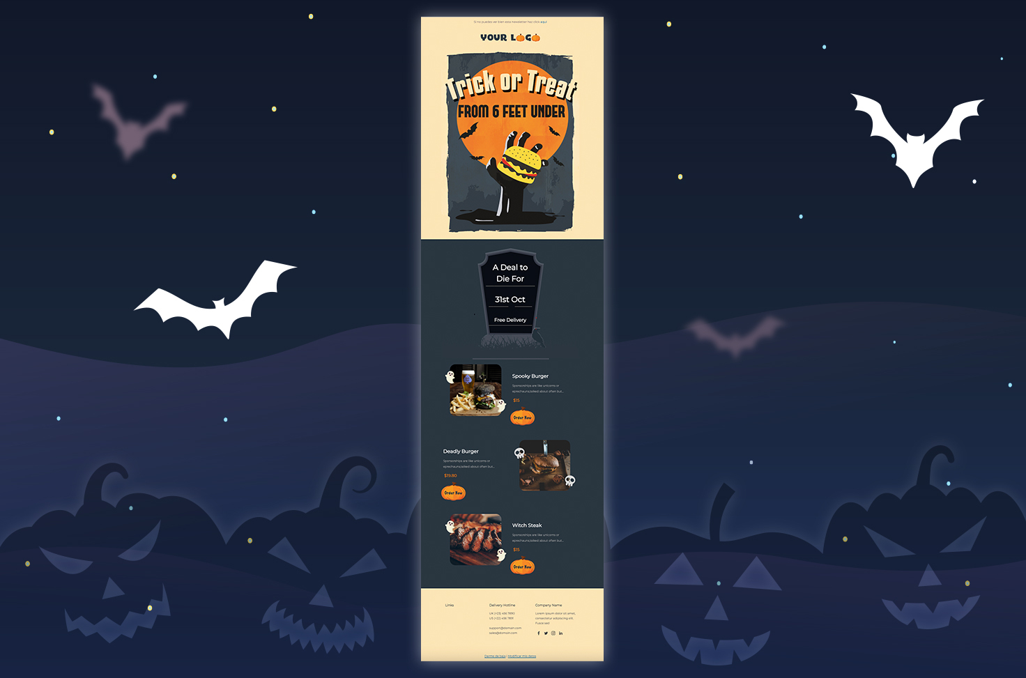 plantilla de email gratuita para halloween