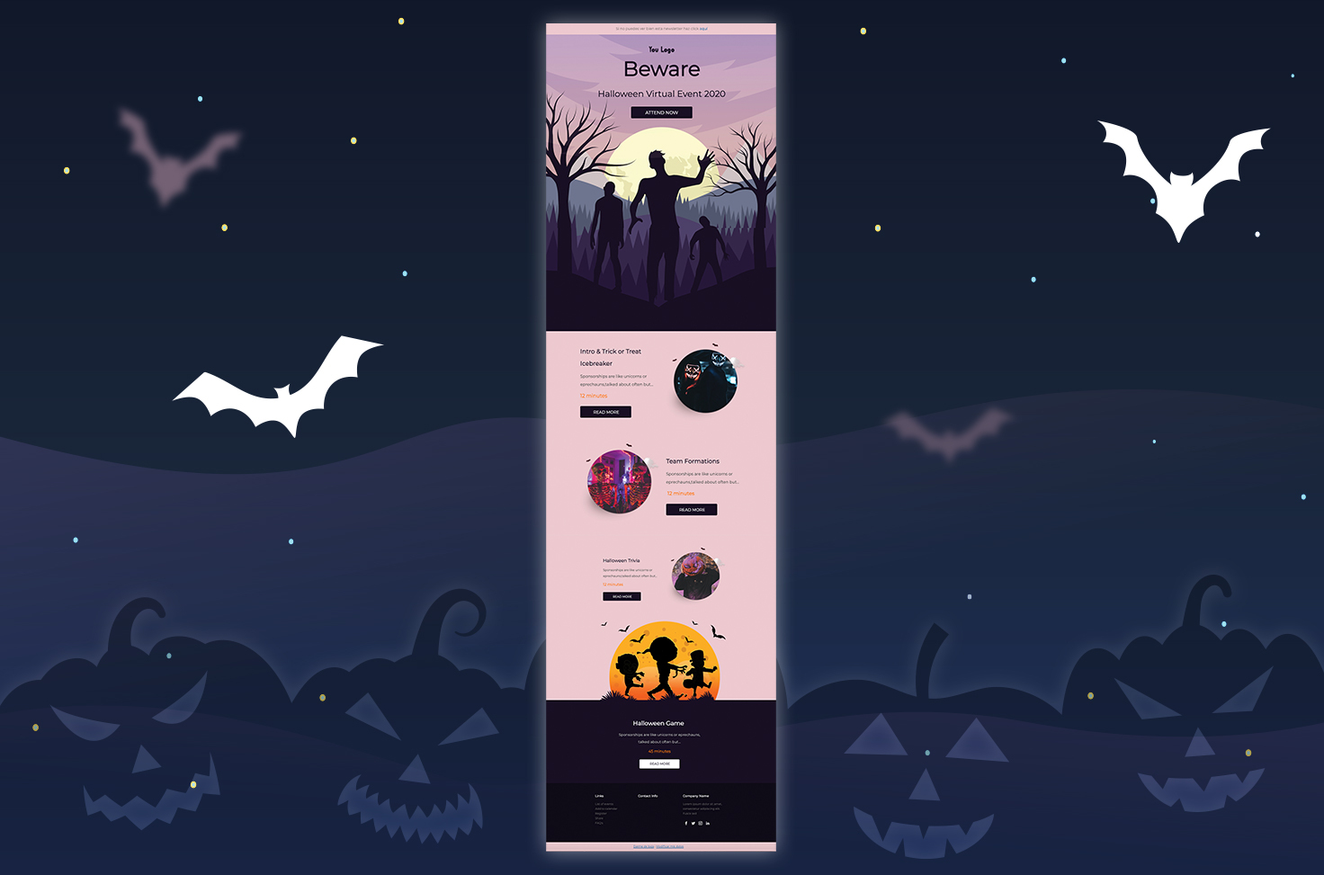 pkantilla gratuita de email para halloween