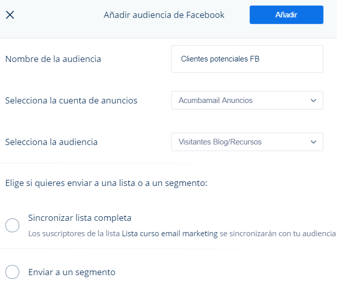 Audiencia Facebook