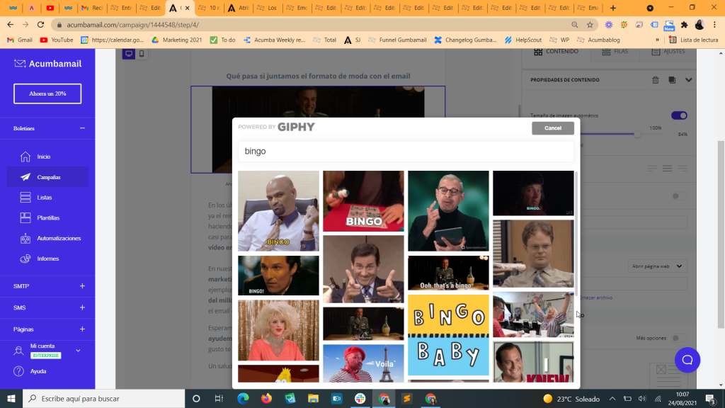 Cómo añadir un GIF de Giphy directamente a un email