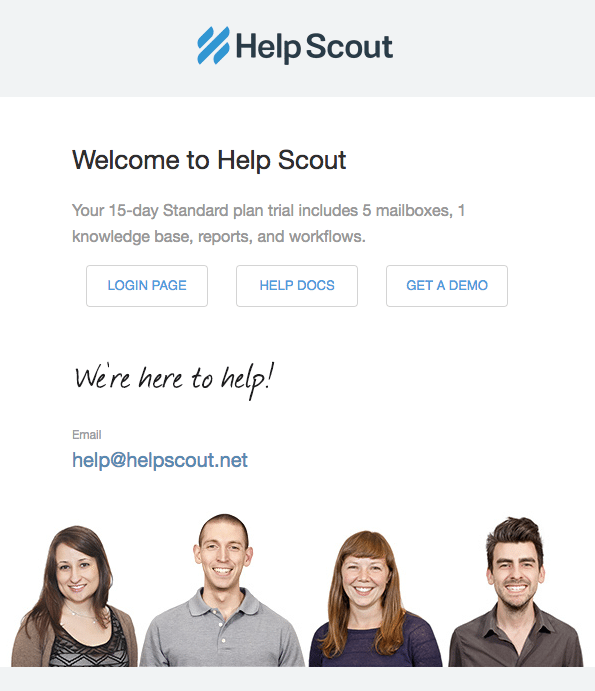 email bienvenida helpscout